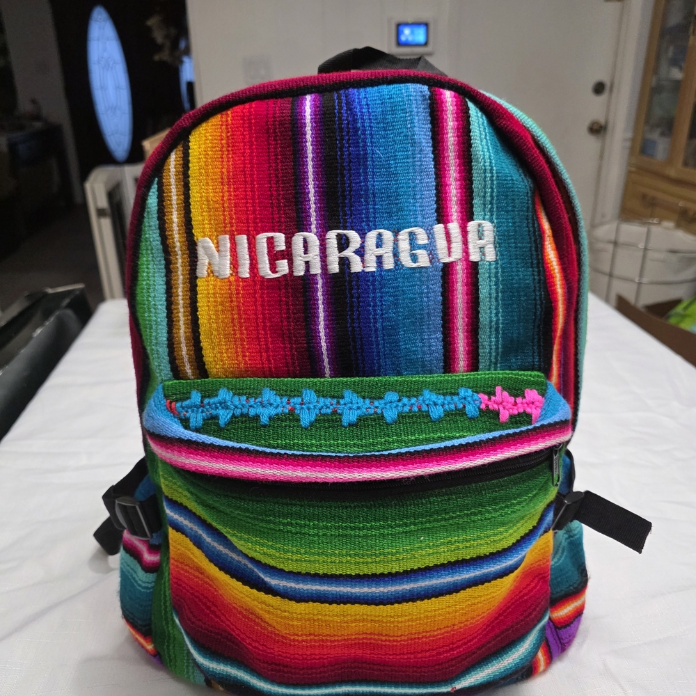 Colorful Striped Backpack with 'NICARAGUA'